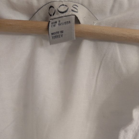 White Eyelet Dress Short Sleeve V-Neck Tea Length Sz Small Bohemian Cottagecore - Picture 12 of 13